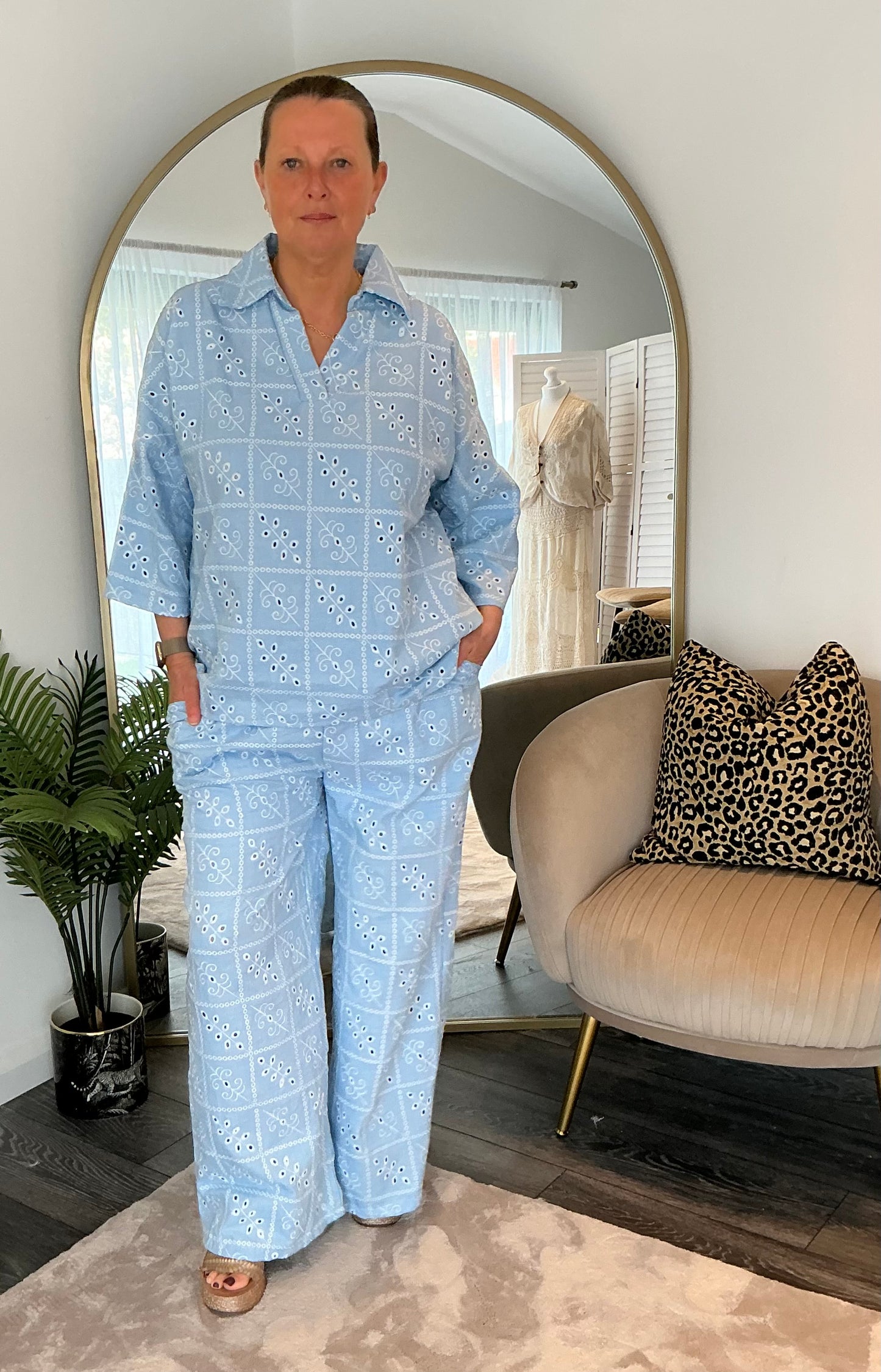 Pale Blue “Frankie” Tunic & Trouser Coord