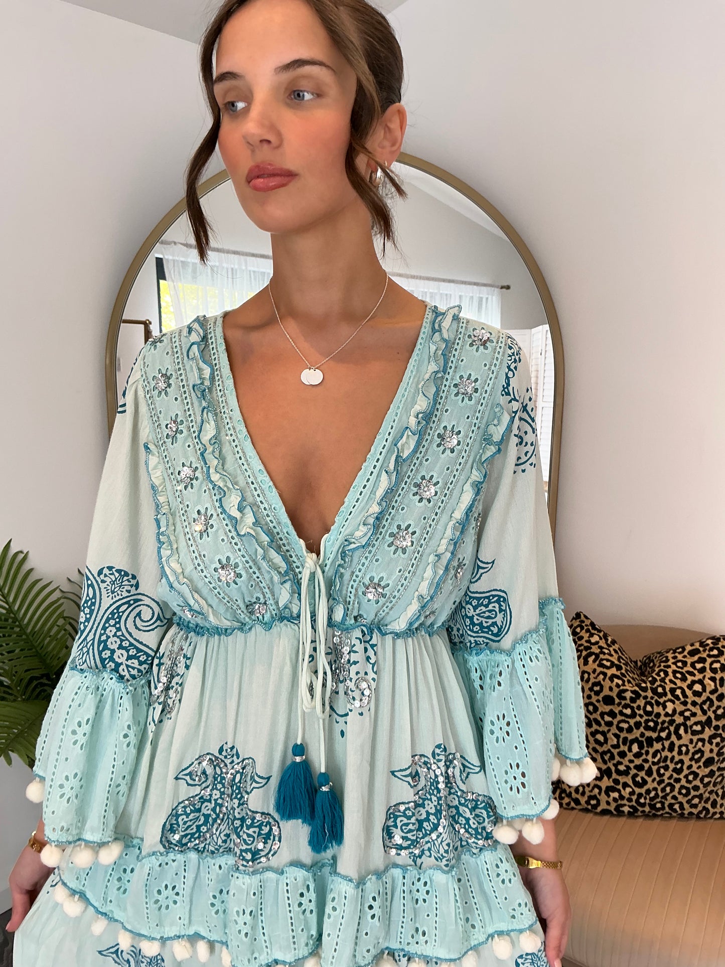 Blue “Valeria” Boho Maxi Dress
