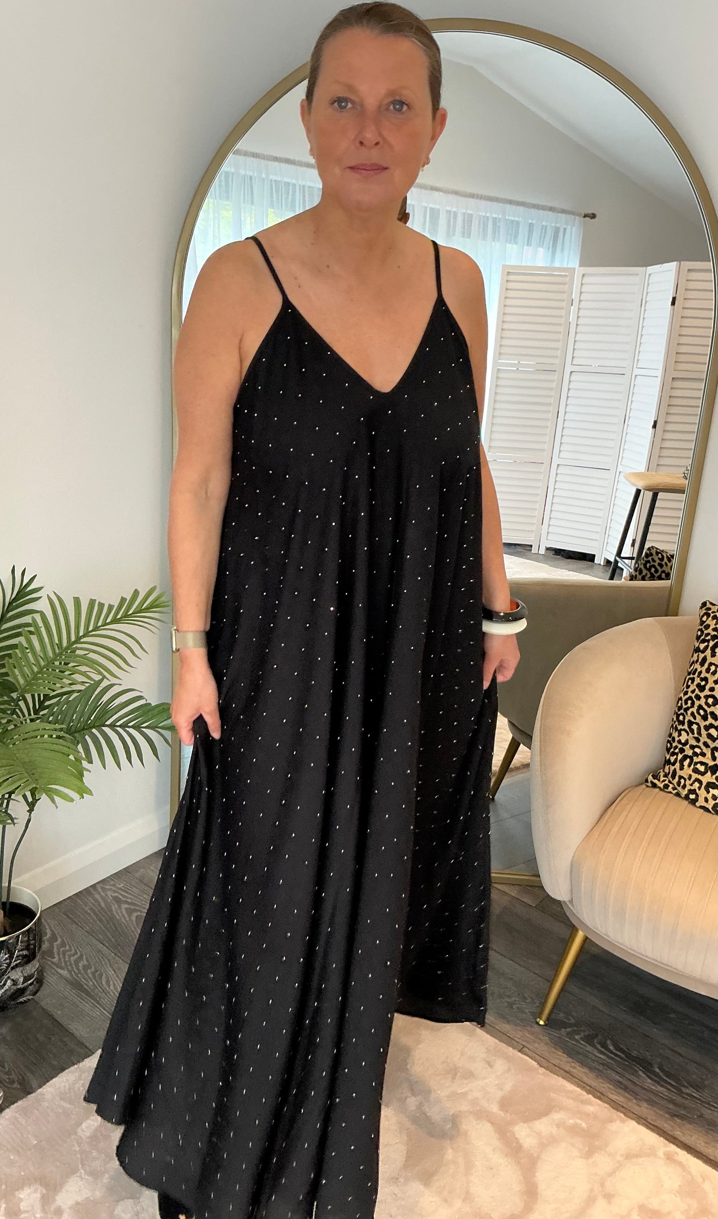 Black “Frankie” Diamanté Strappy Dress