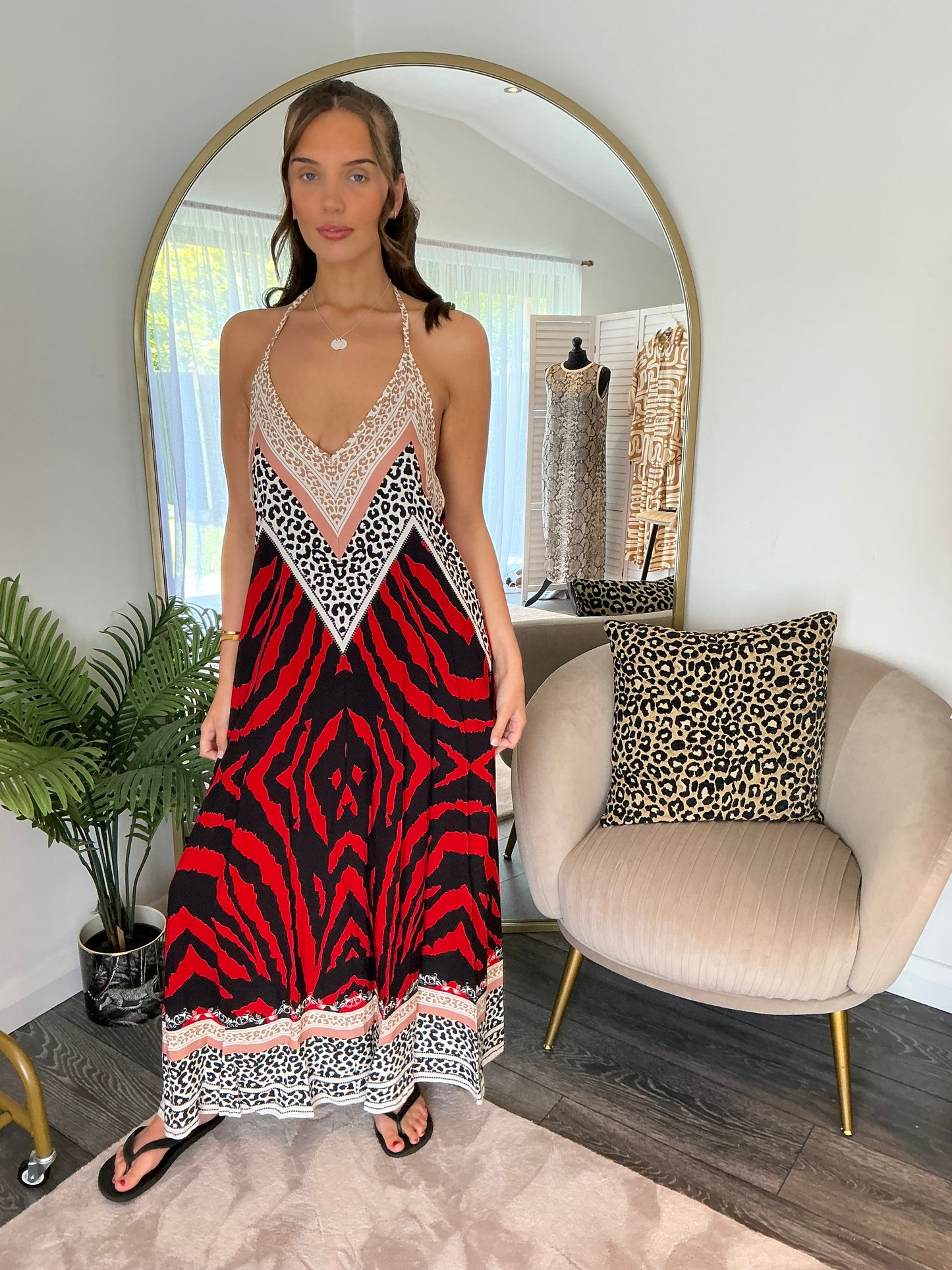Red “Zara” Halter Maxi Dress