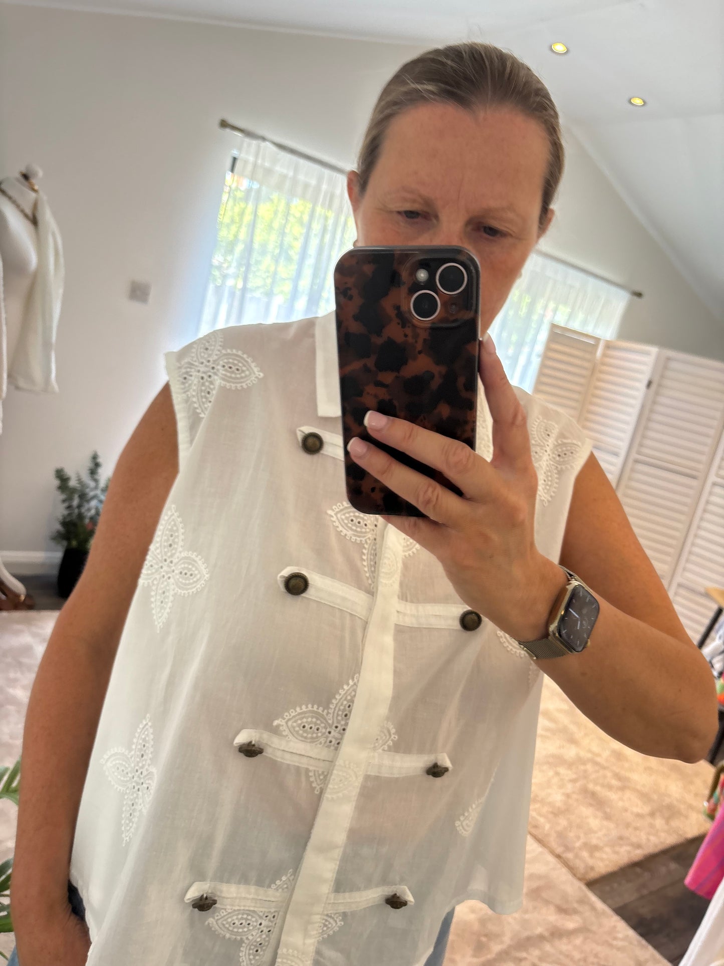 White Broderie Drummer Blouse