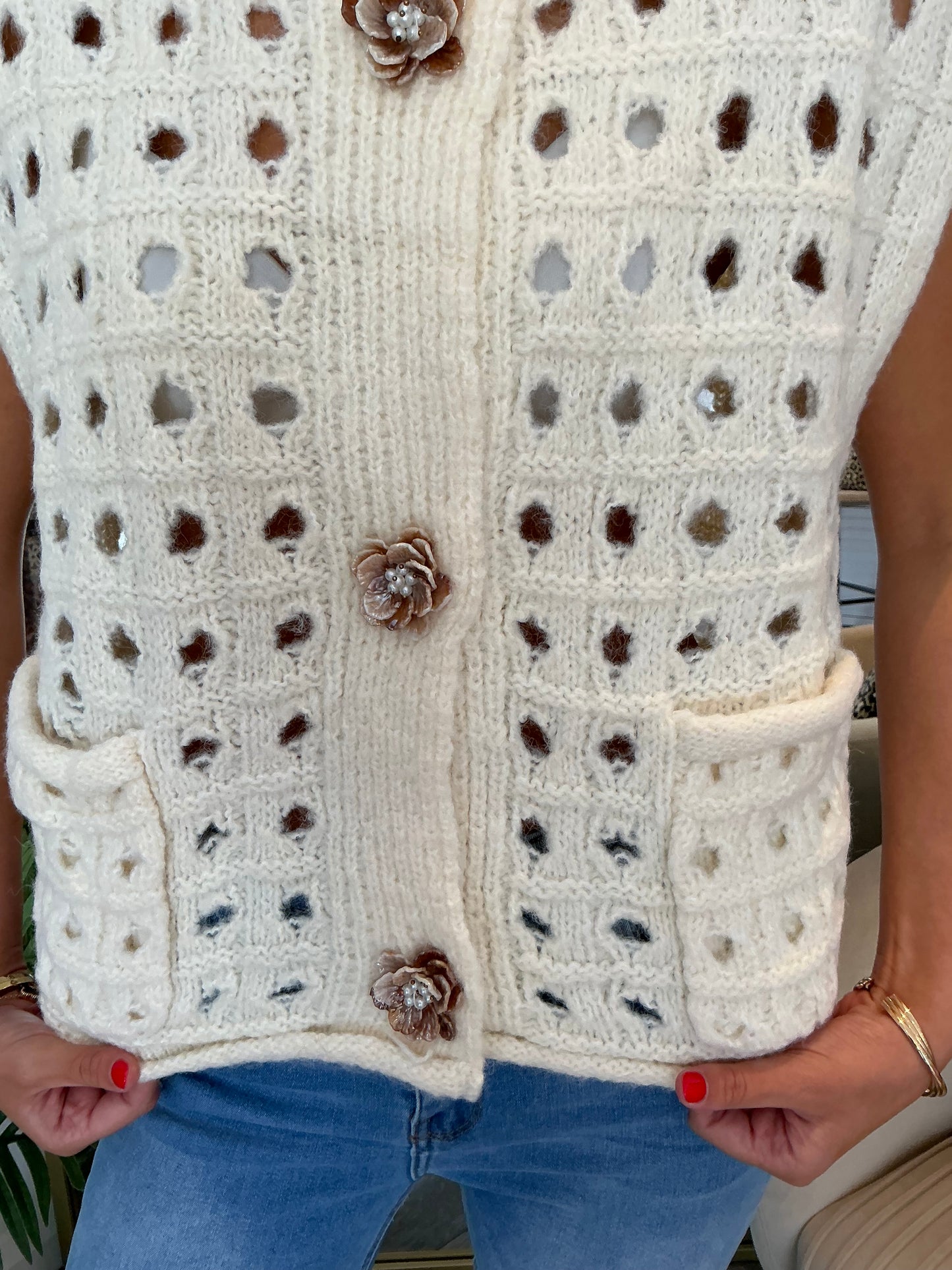 Cream “Kara” Knitted Waistcoat