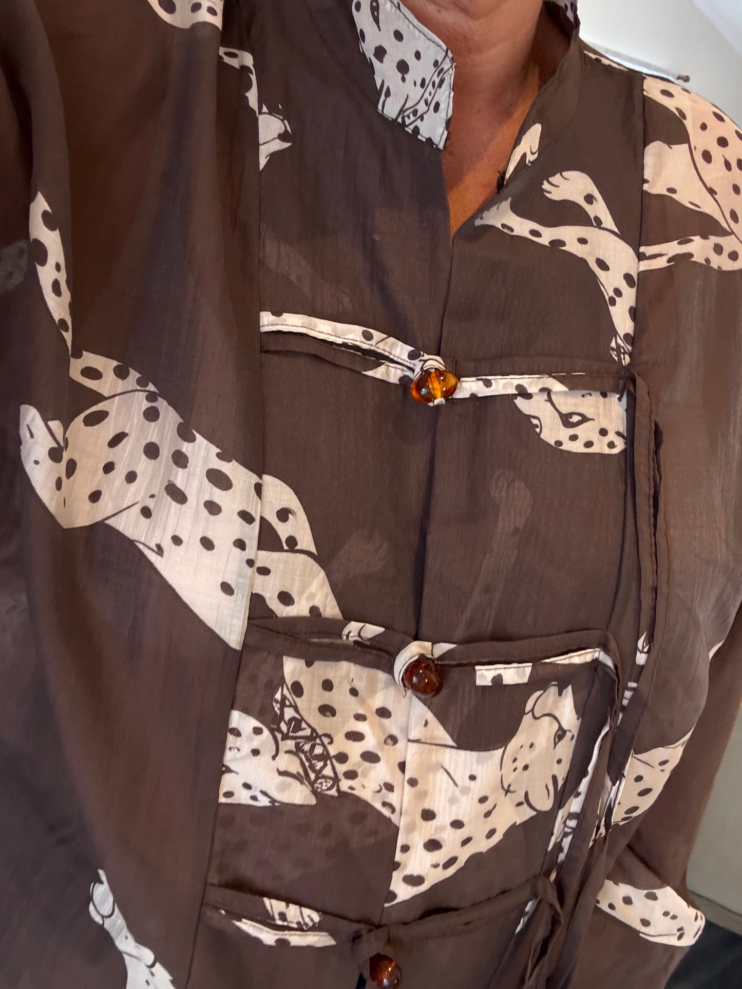 Brown “Thea” Leopard Kimono Shirt