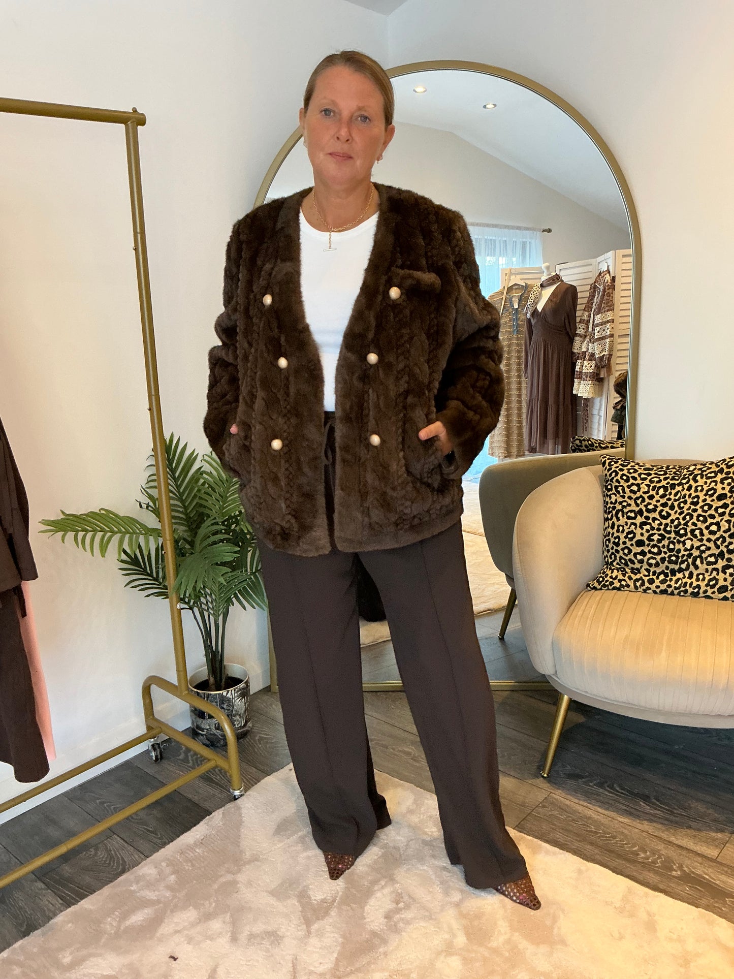 Chocolate “Emily” Faux Fur Jacket