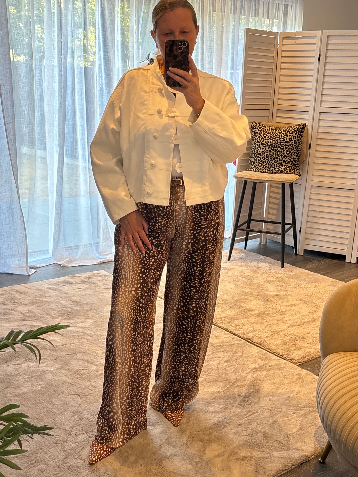 Brown “Bambi” Deer Print Trousers