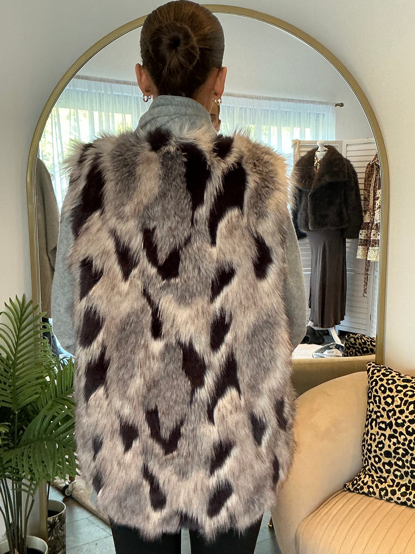 Black Mix “Nicolette” Faux Fur Gilet