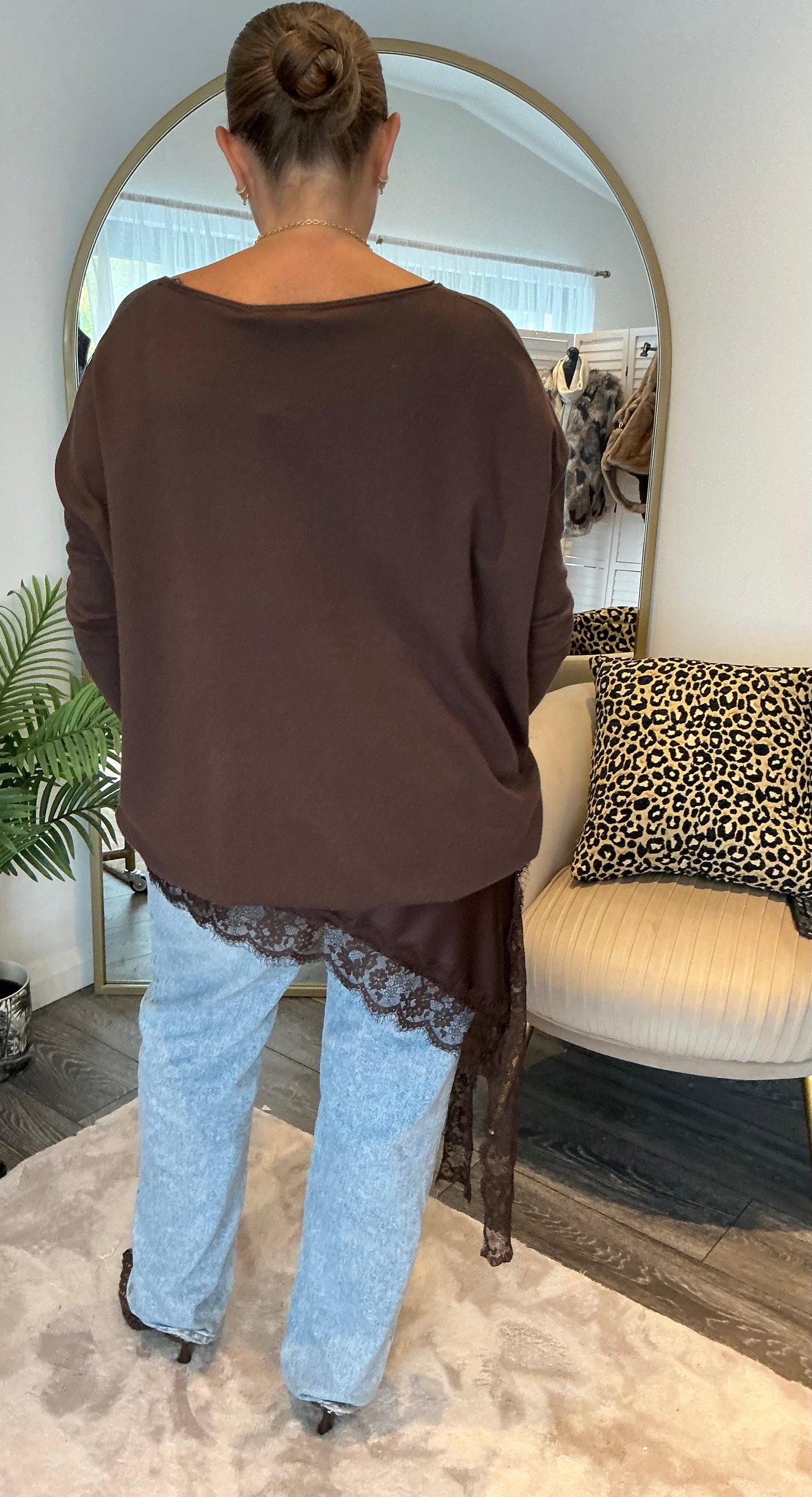 Brown “Selina” Satin Slip Dress/Cami