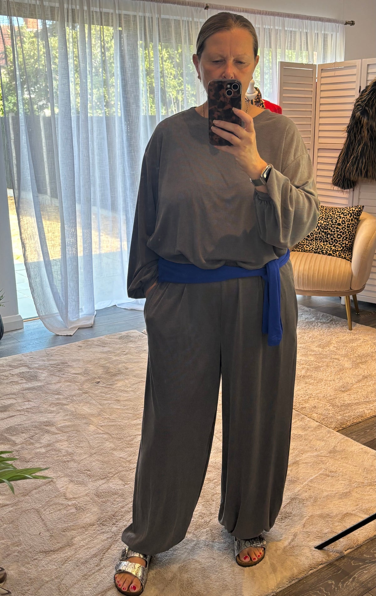 Grey “Anya” Top & Balloon Trouser Coord