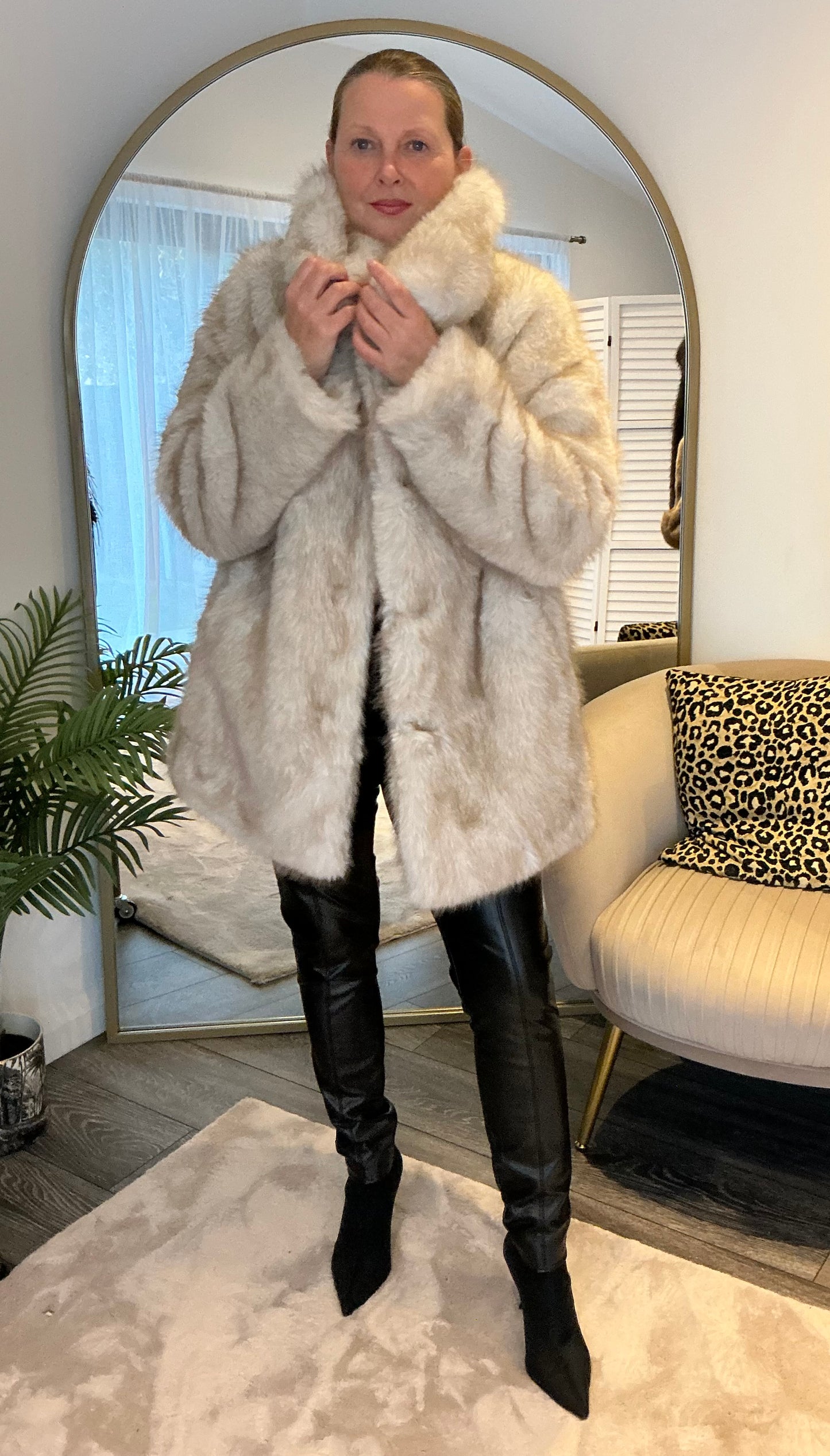 Cream “Gigi” Faux Fur Coat