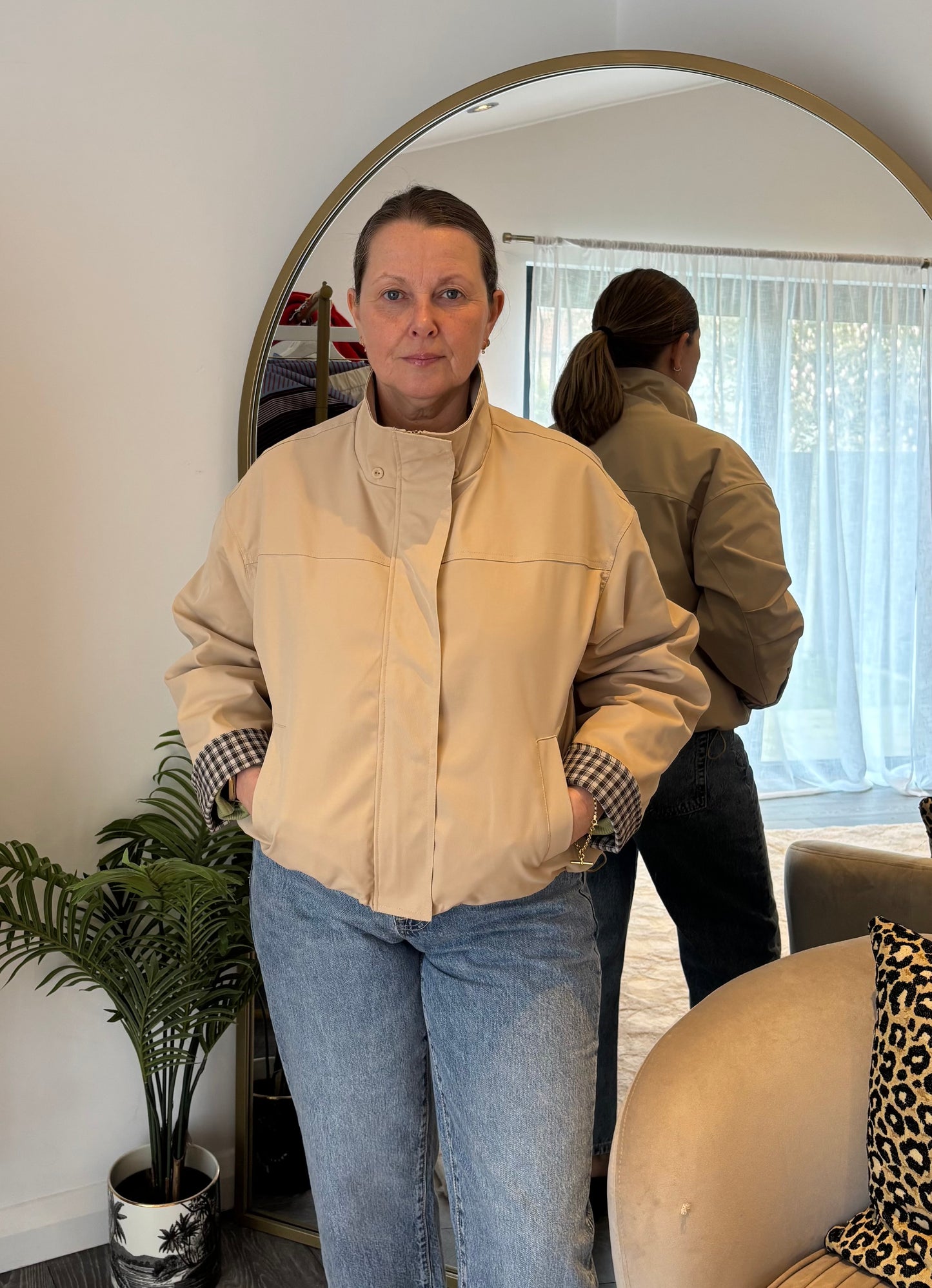 Beige “Carly” Hooded Jacket