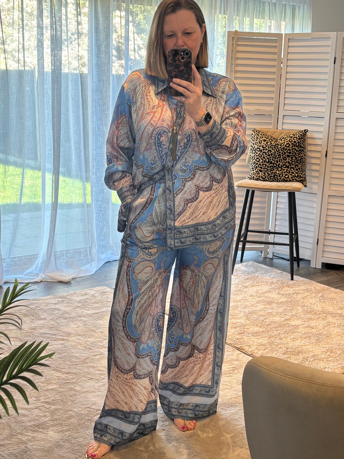 Blue “Gloria” Paisley Print Coord