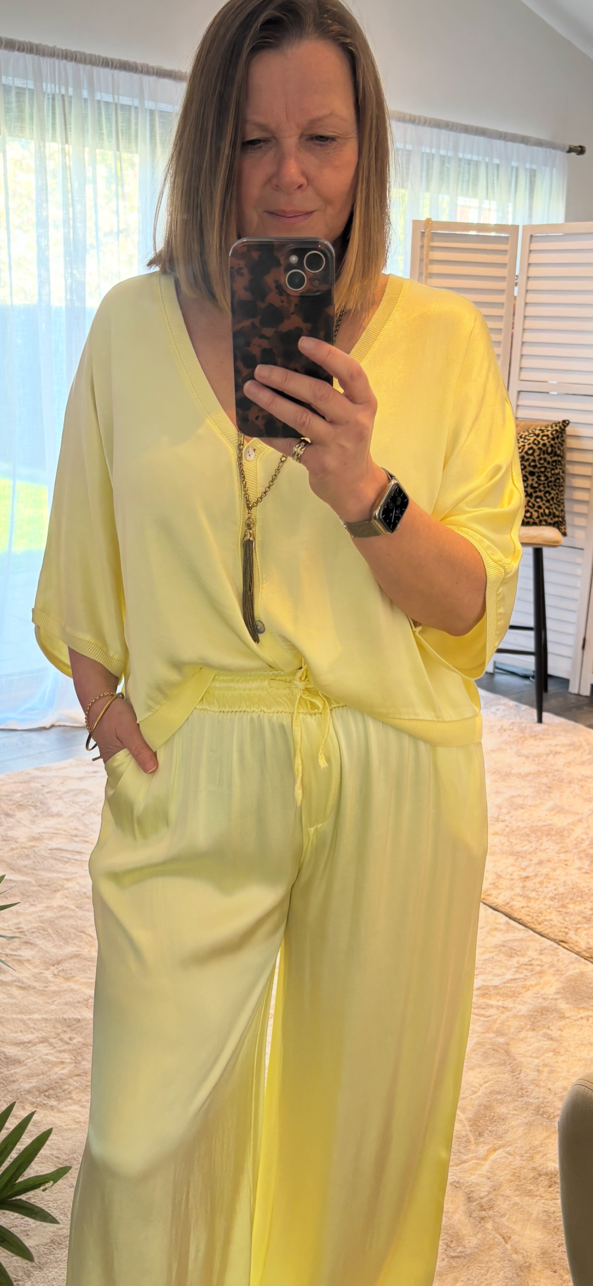 Yellow Satin Jacket & Trouser Coord