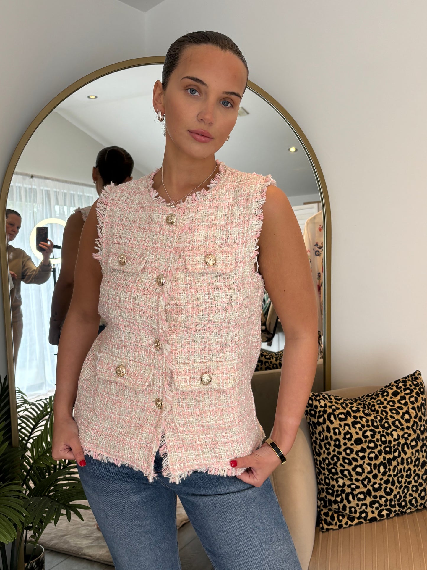 Pink “Coco” Boucle Waistcoat
