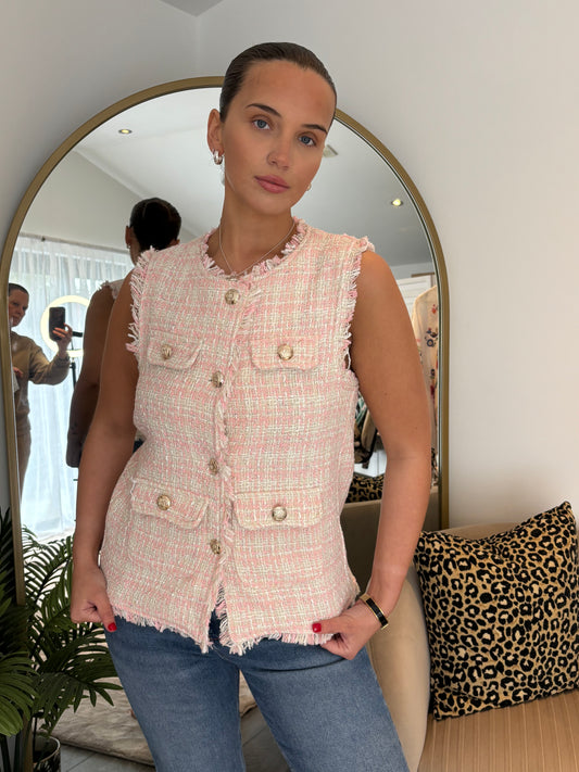 Pink “Coco” Boucle Waistcoat