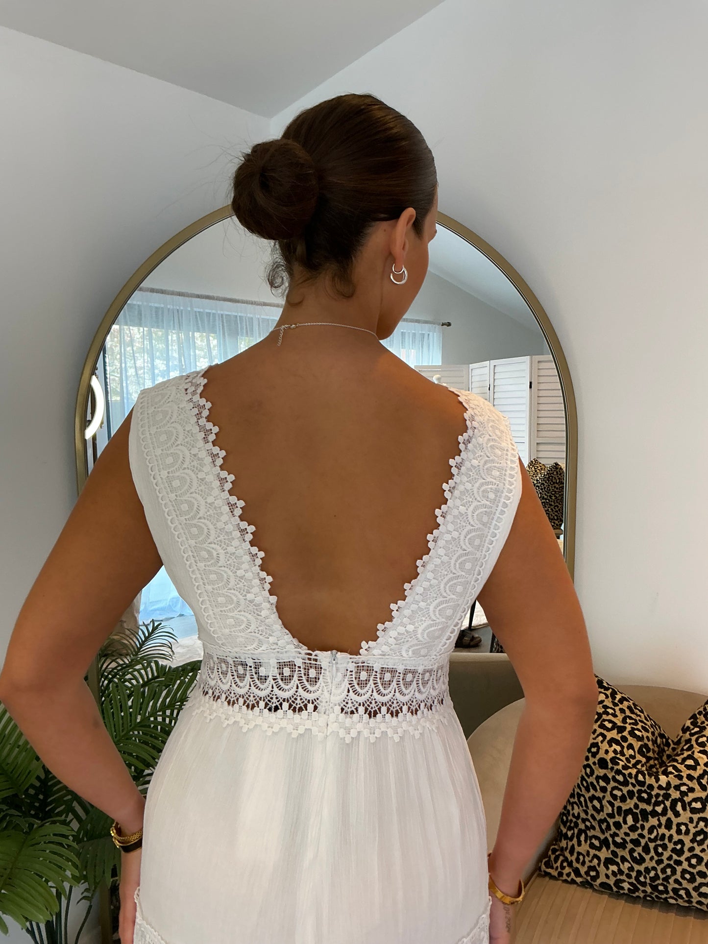 White “ Sofia” Crochet Midi Dress