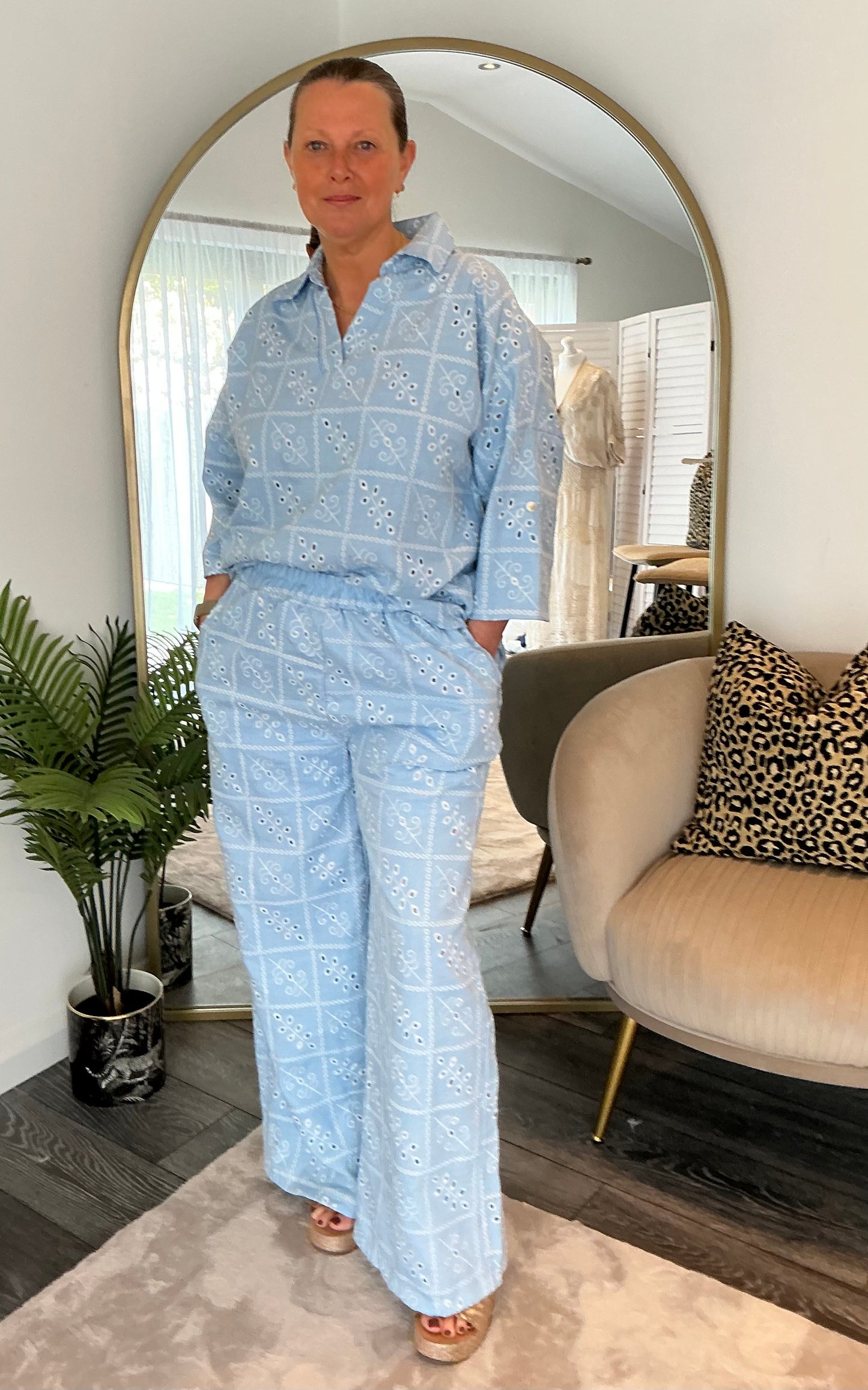 Pale Blue “Frankie” Tunic & Trouser Coord