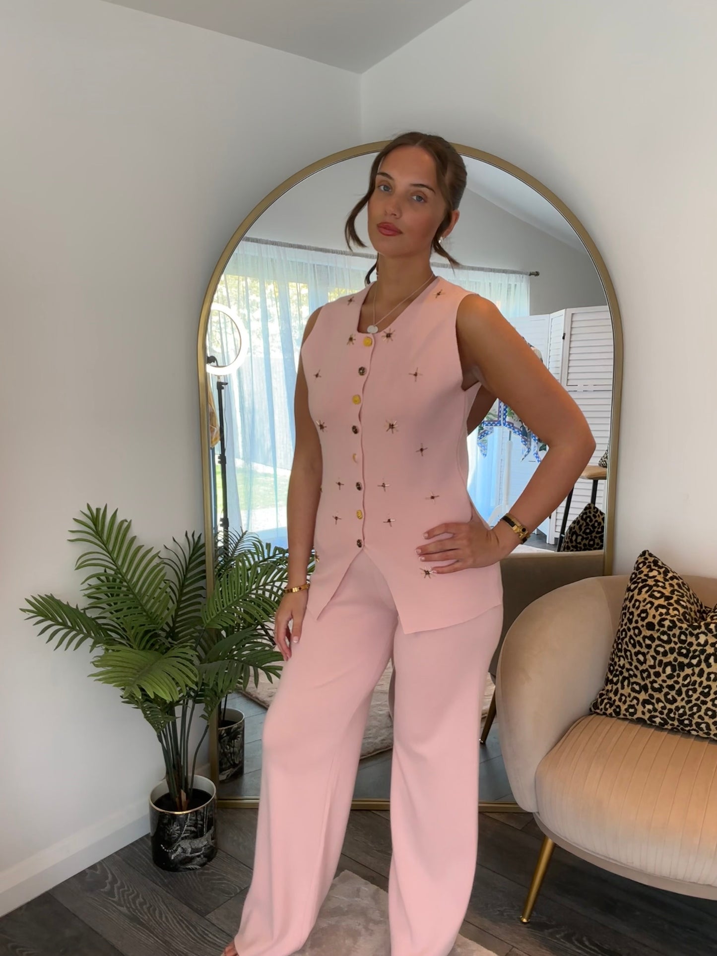 Pink Gabrielle Embellished Coord