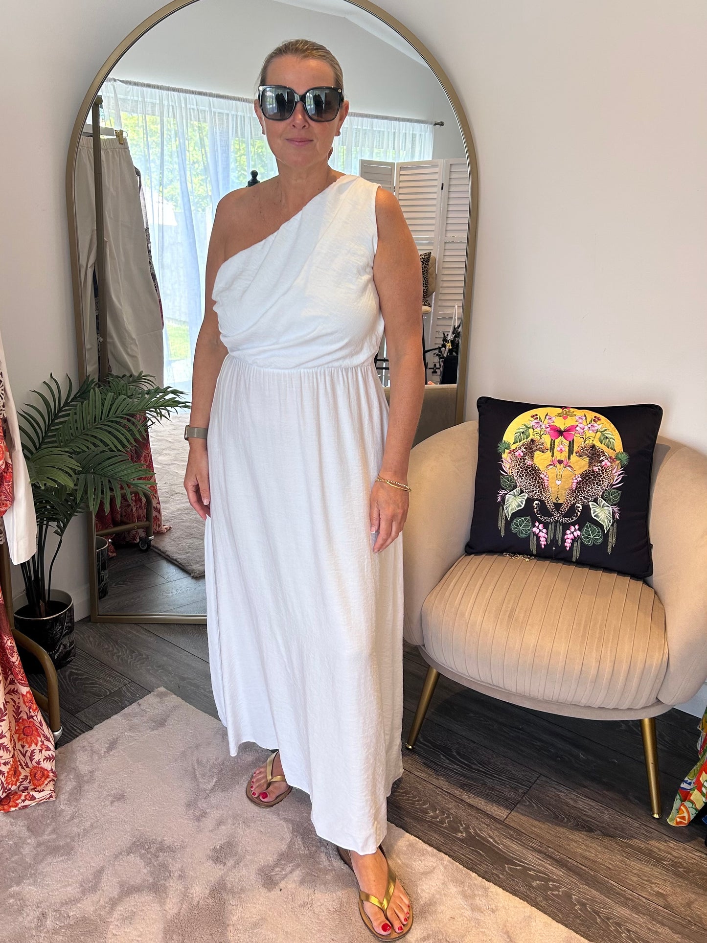 White One Shoulder Maxi Dress