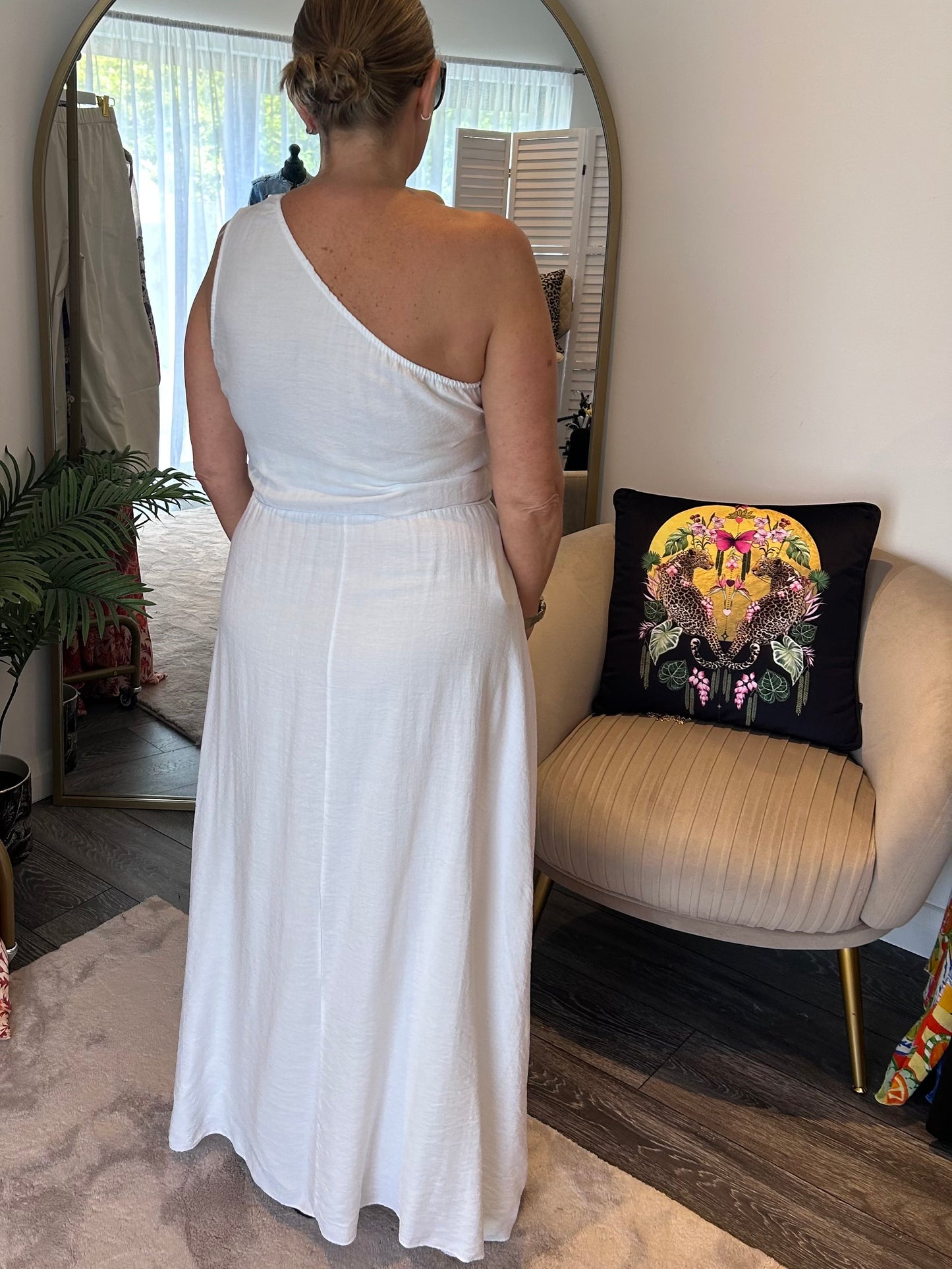 White One Shoulder Maxi Dress