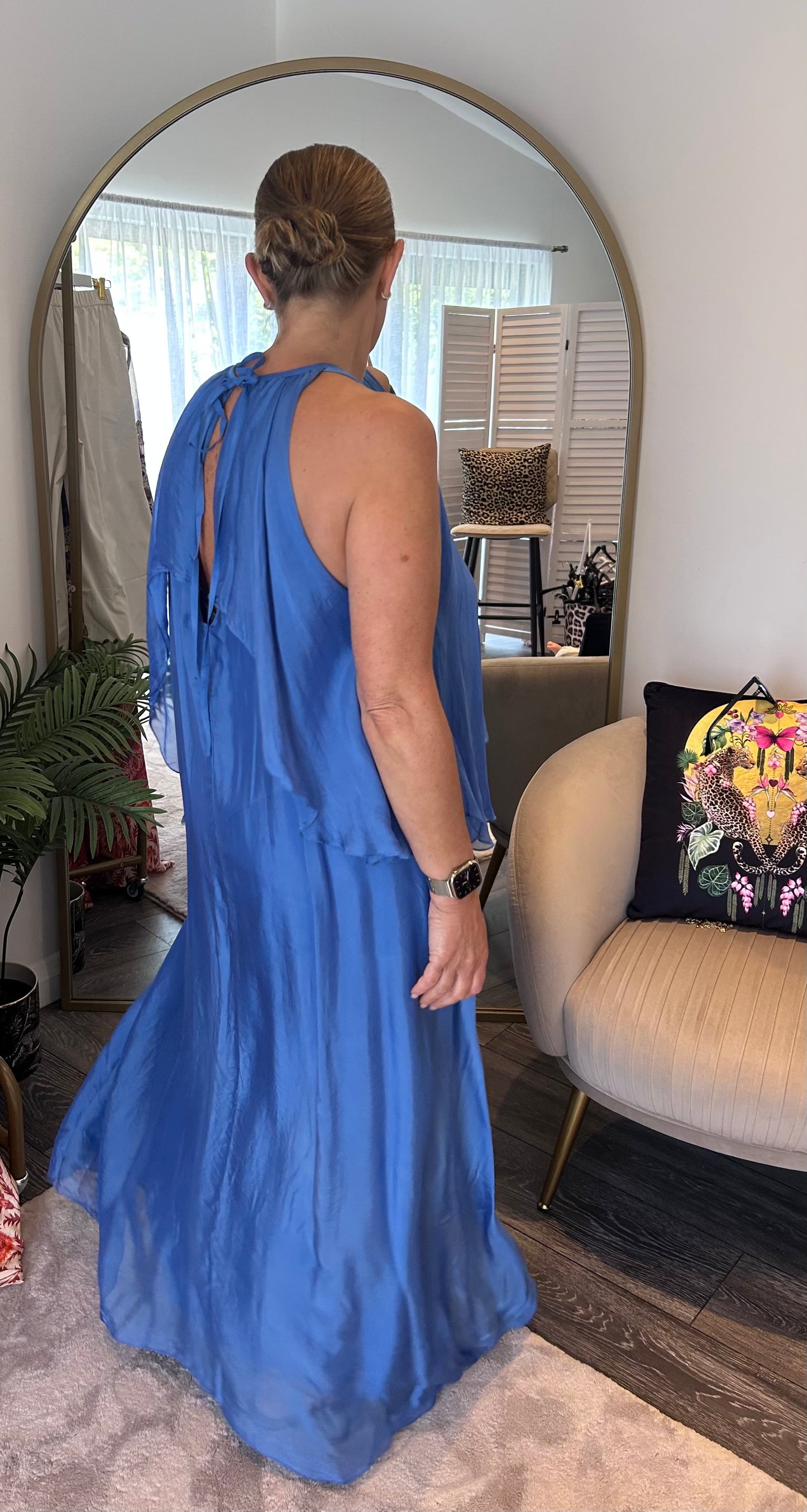 Blue Silk Mix Maxi Dress