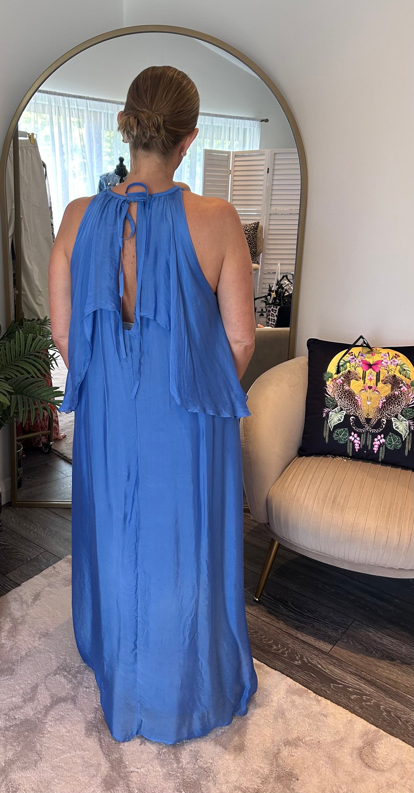 Blue Silk Mix Maxi Dress