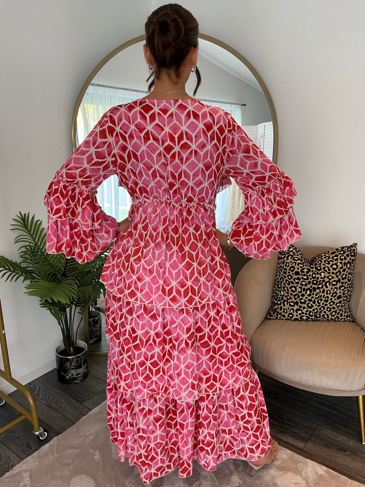 Pink/Red “Valencia” Boho Maxi Dress