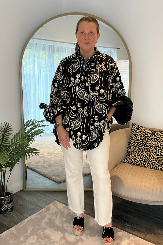 Black “Chiara” Broderie Shirt