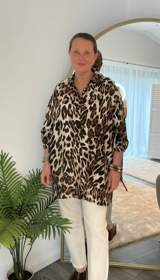 Brown “Lauren” Leopard Print Shirt
