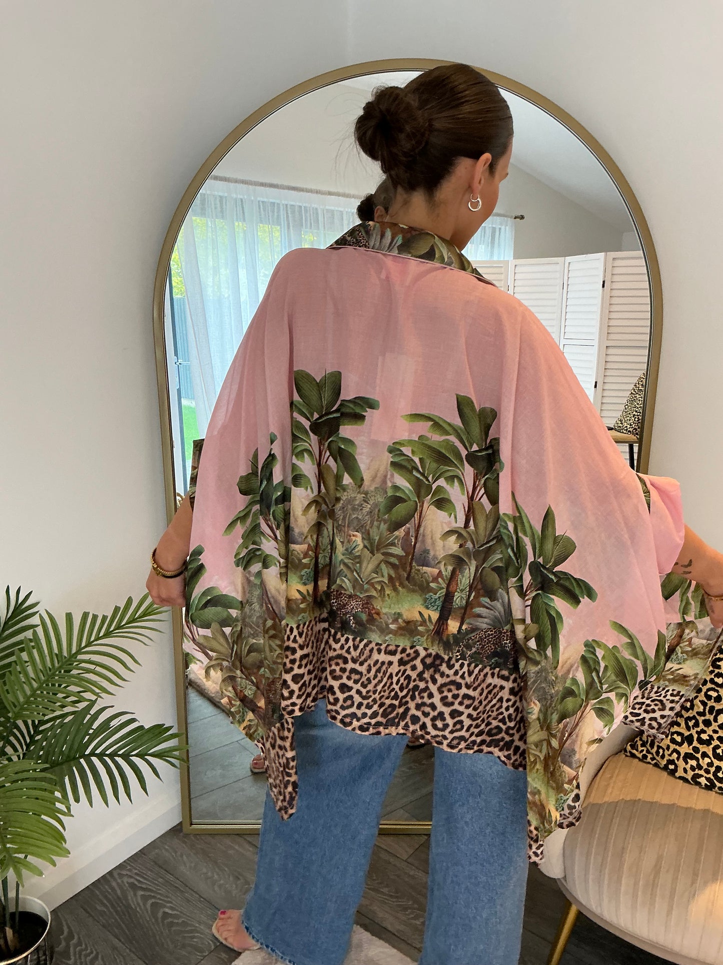 Pink “ Laura” Leopard Poncho Shirt