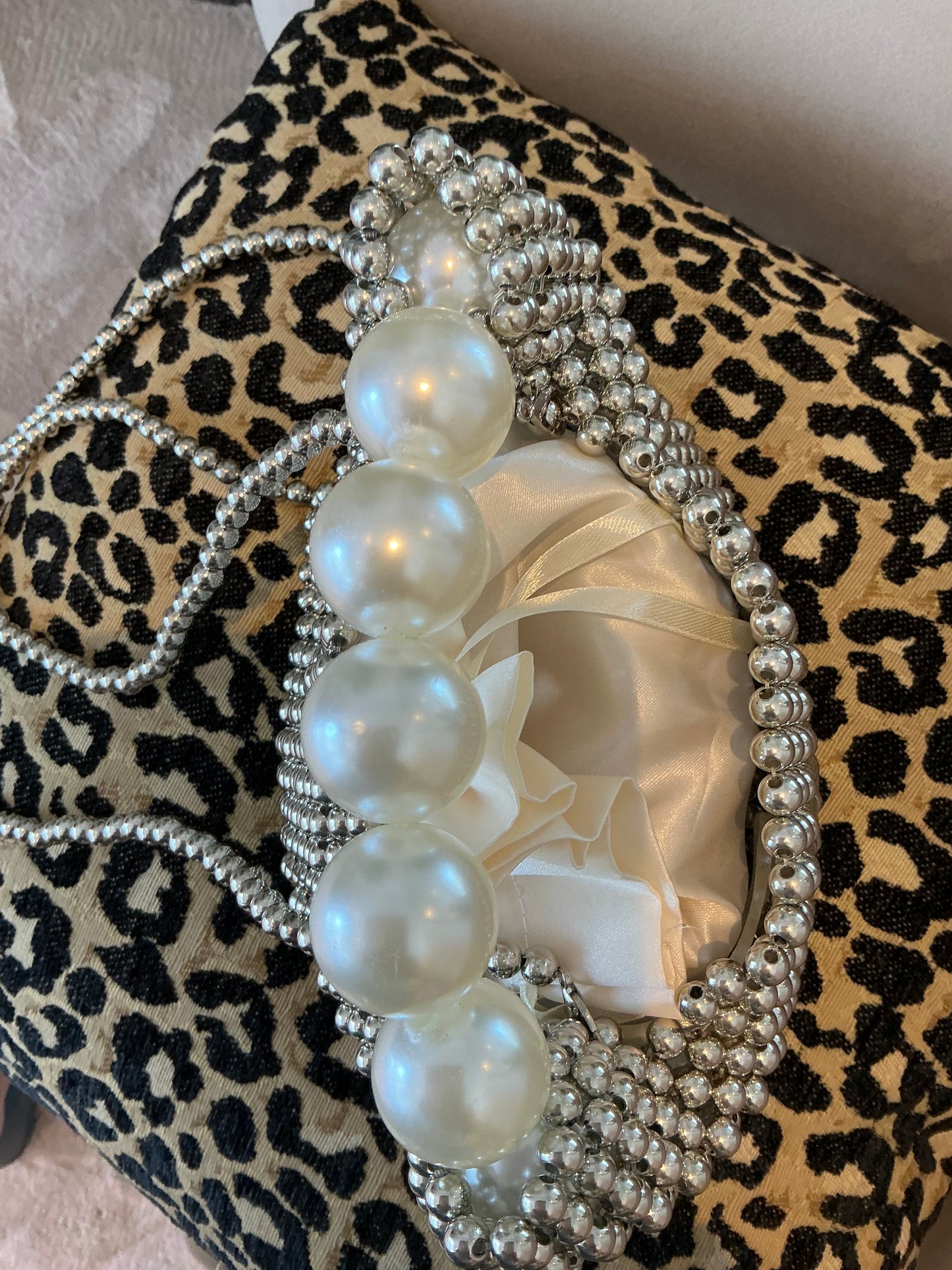 Silver Bead & Pearl Bag