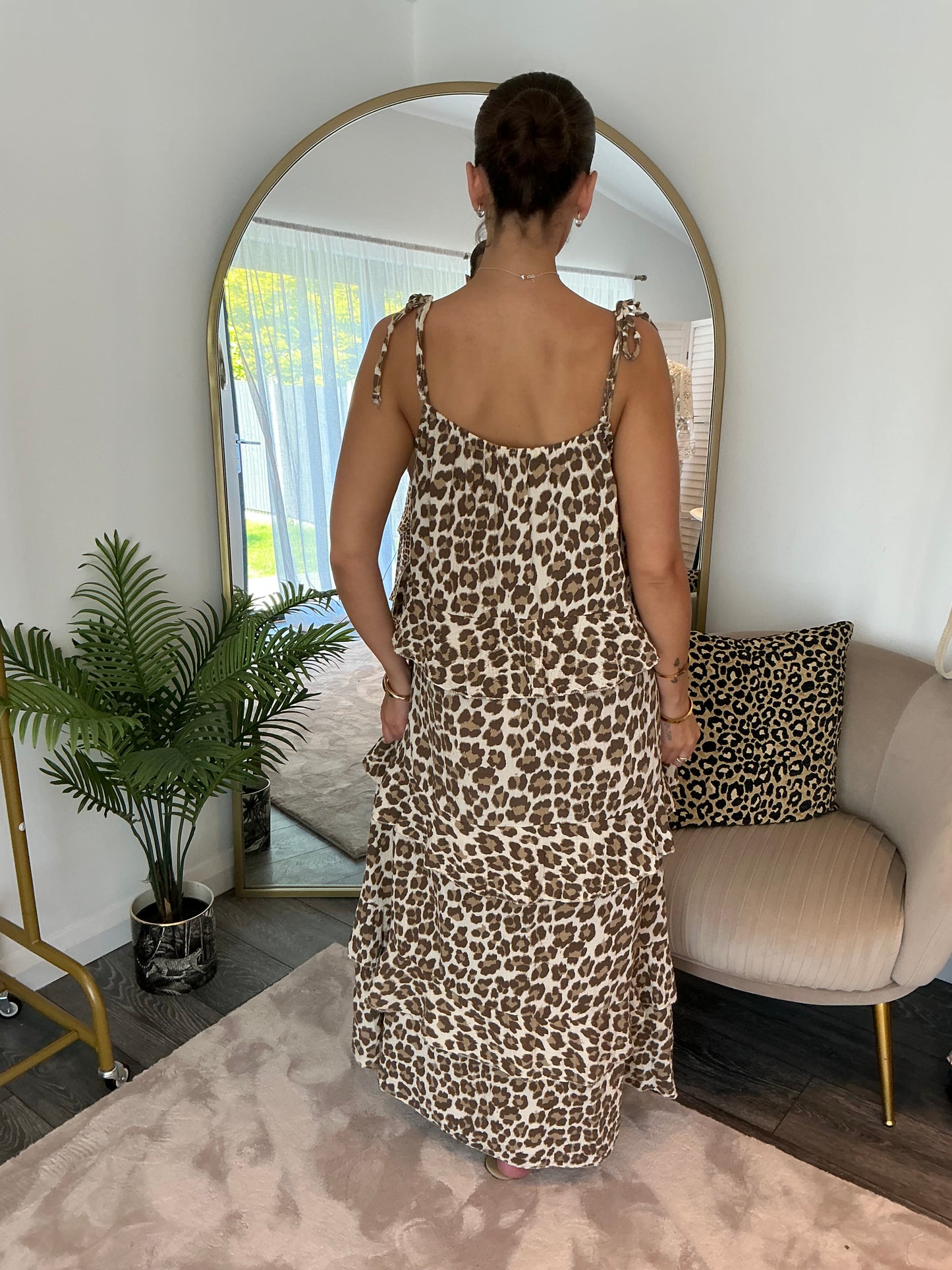 Beige “Lucia” Animal Print Maxi Dress