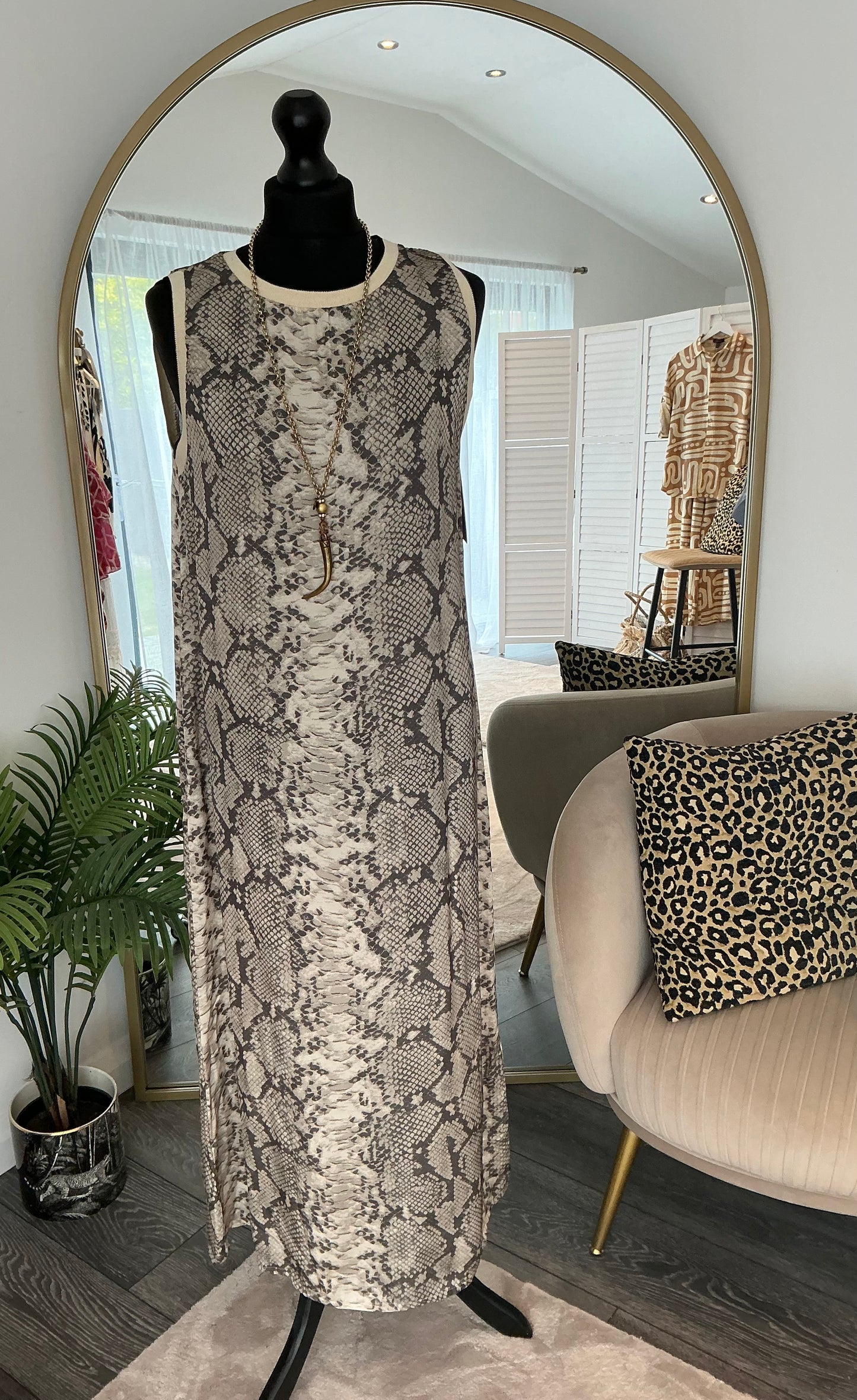 Beige “Joanna” Snake Print Dress