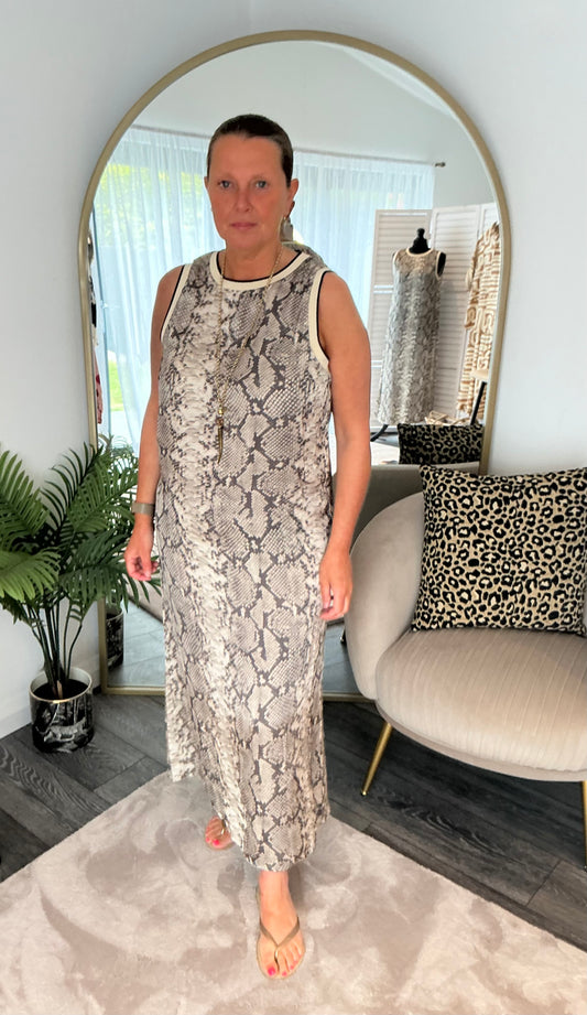 Beige “Joanna” Snake Print Dress