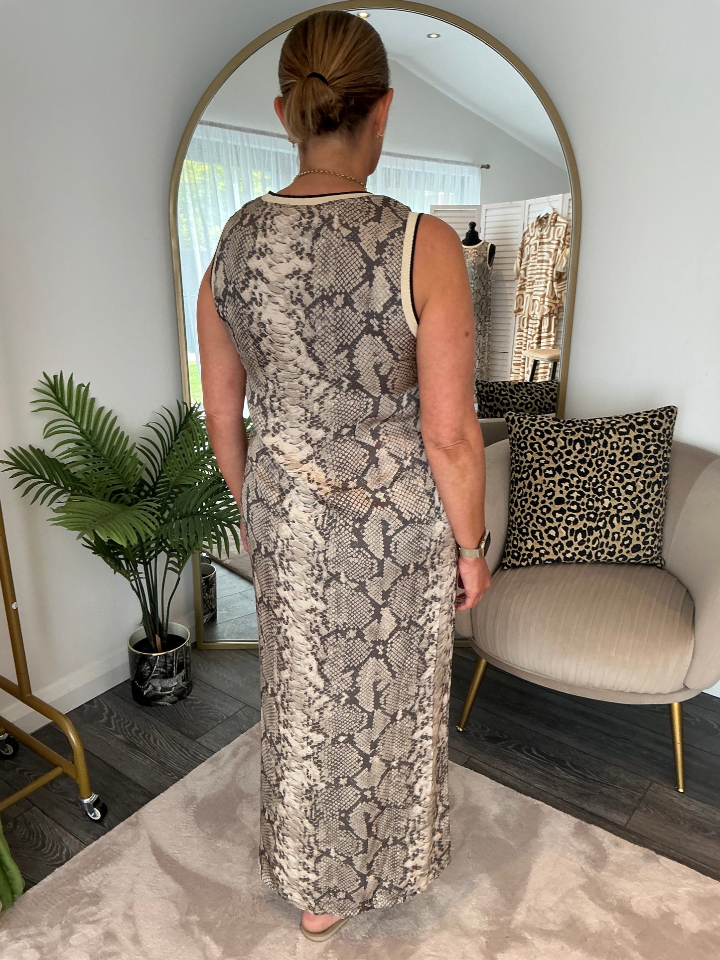 Beige “Joanna” Snake Print Dress
