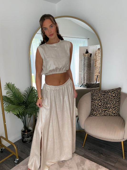 Silver “Shimmer” Linen Mix Coord