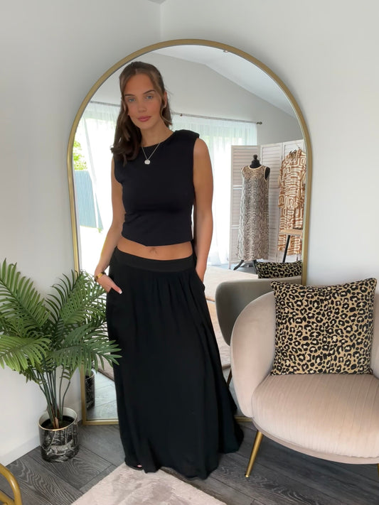 Black “Farrah” Maxi Skirt