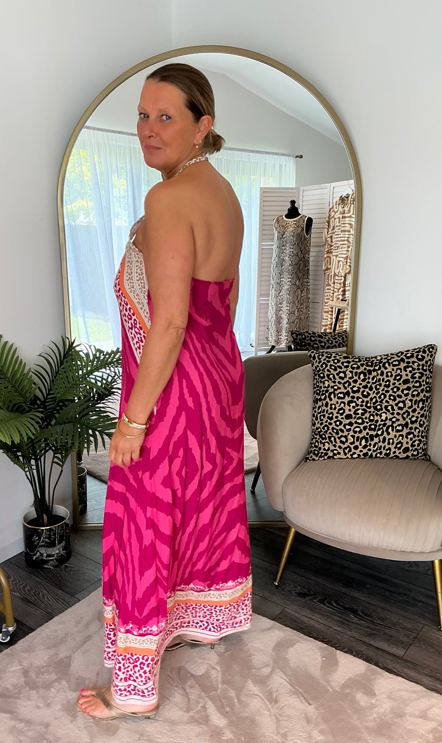 Pink “Zara” Halter Maxi Dress