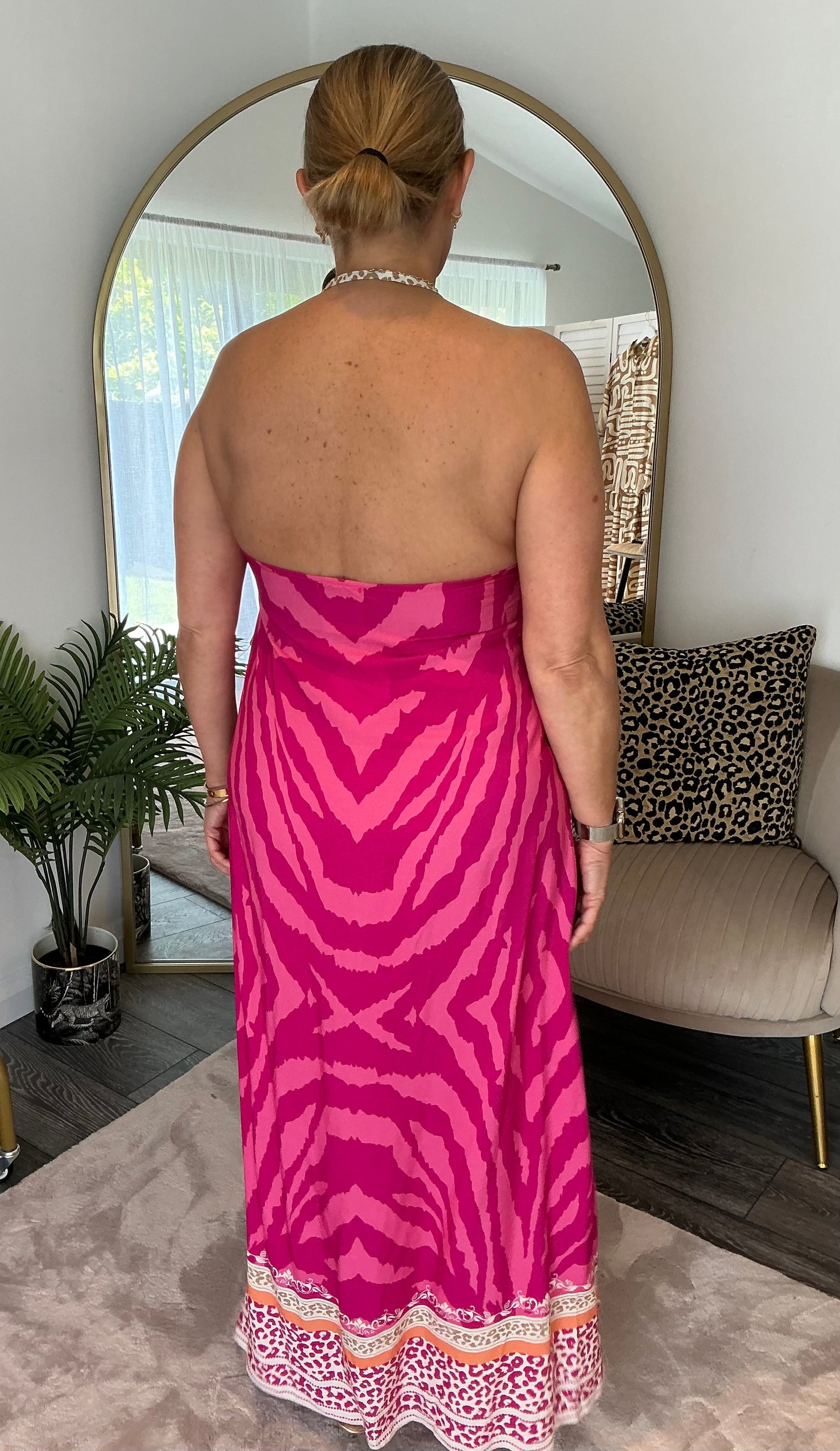 Pink “Zara” Halter Maxi Dress