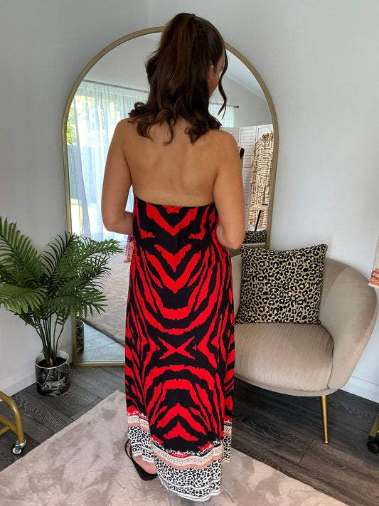 Red “Zara” Halter Maxi Dress