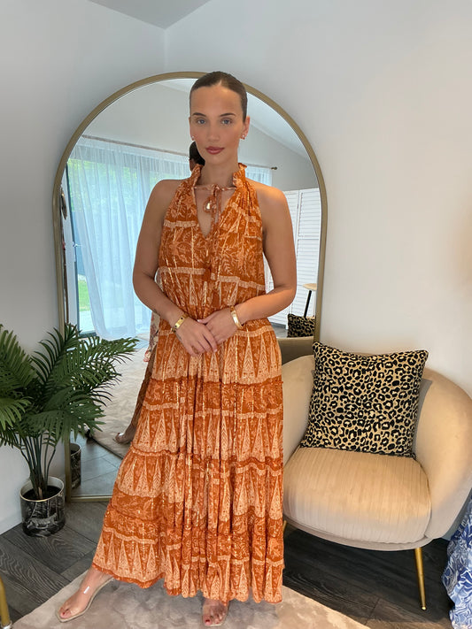Rust “ Isabelle” Boho Maxi Dress