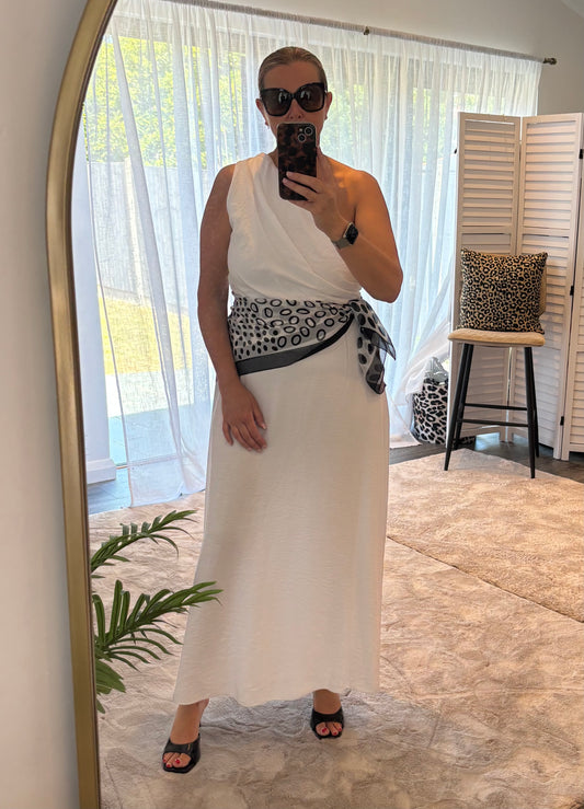 White One Shoulder Maxi Dress