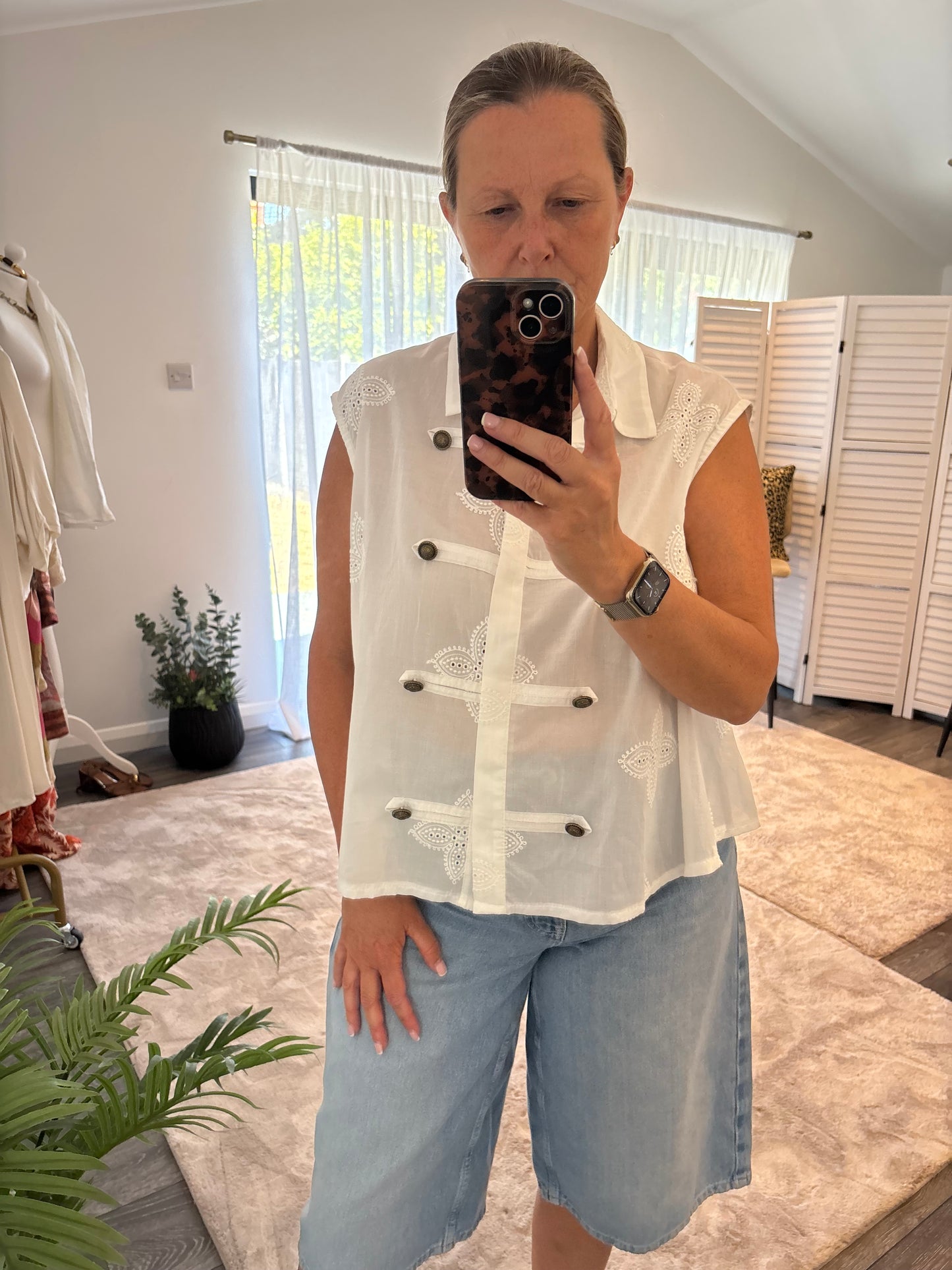 White Broderie Drummer Blouse
