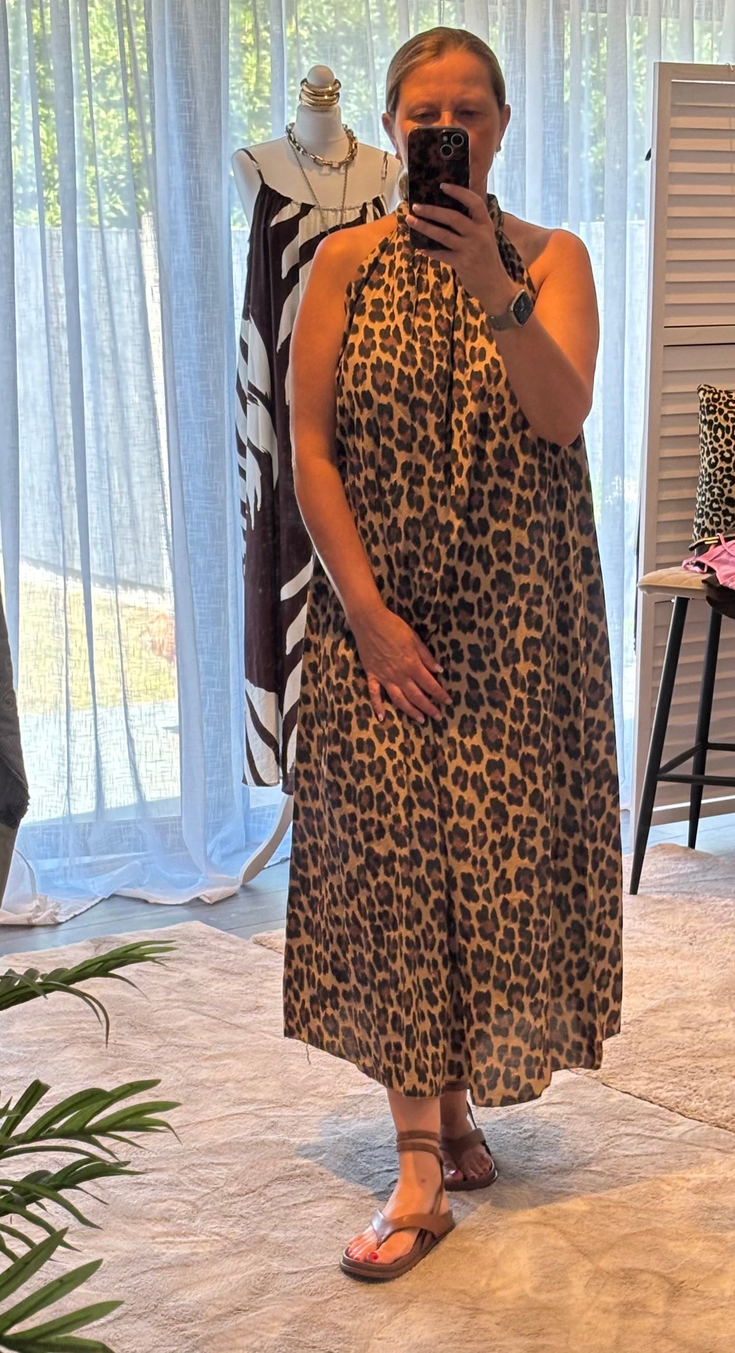 Brown Animal Print Maxi Dress