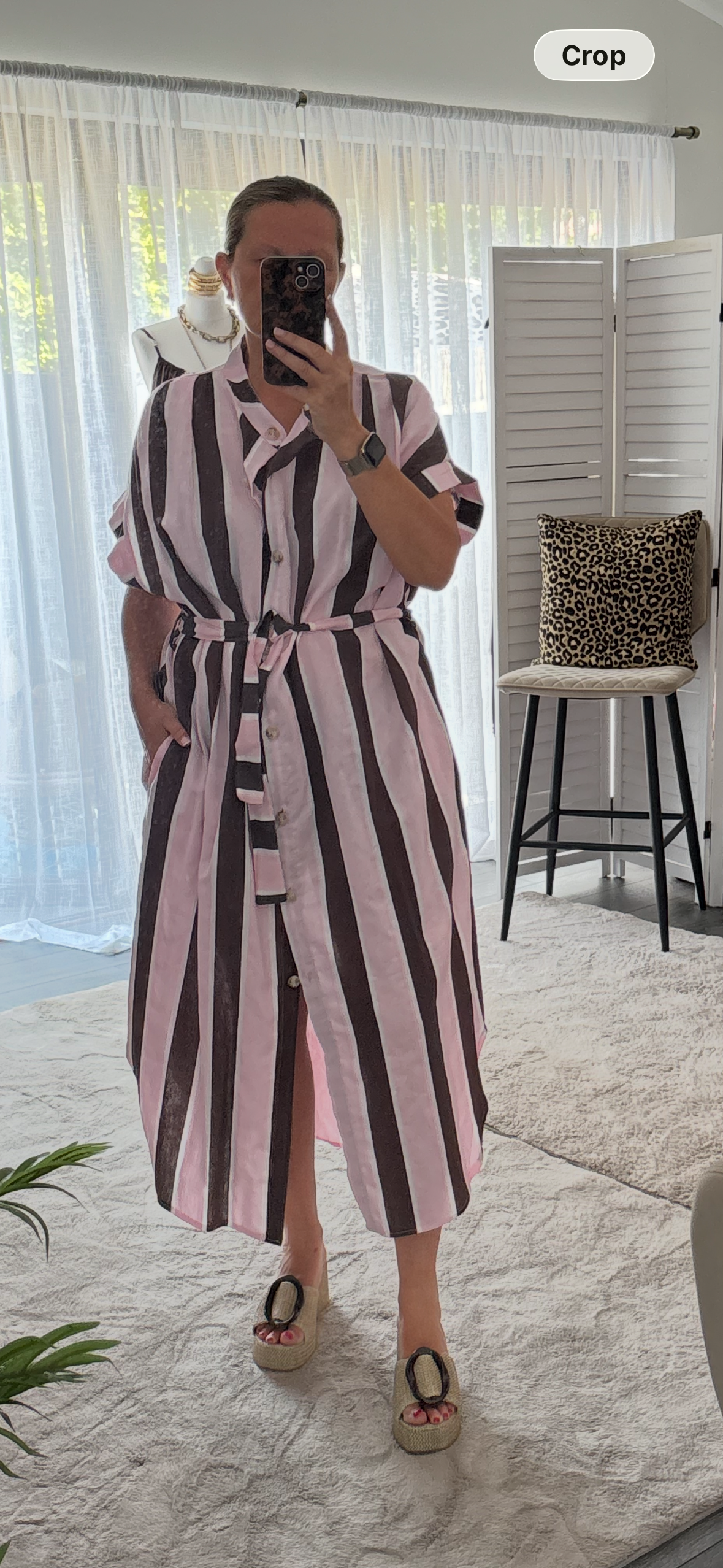 Brown Stripe Shirt Dress
