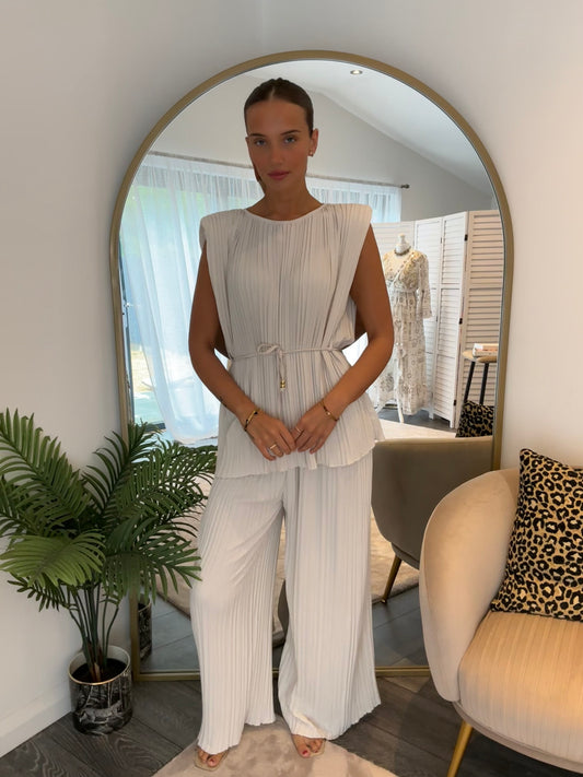 Stone “Margot “ Pleated Coord