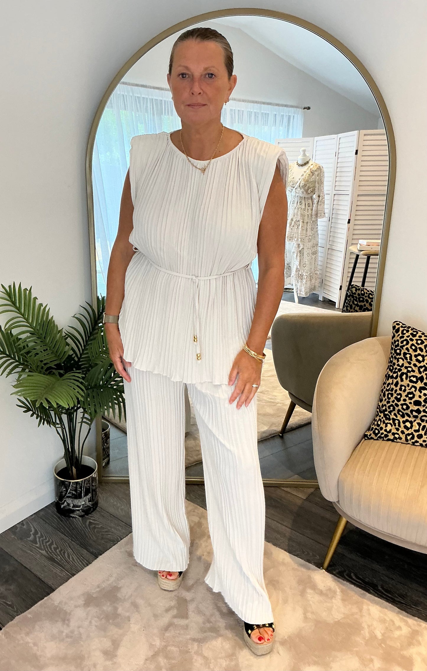 Stone “Margot “ Pleated Coord