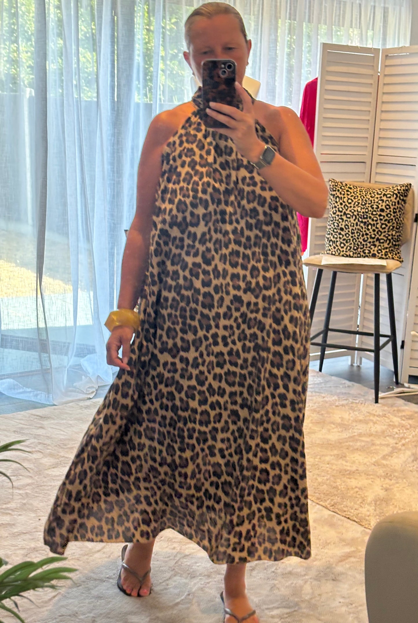 Brown Animal Print Maxi Dress