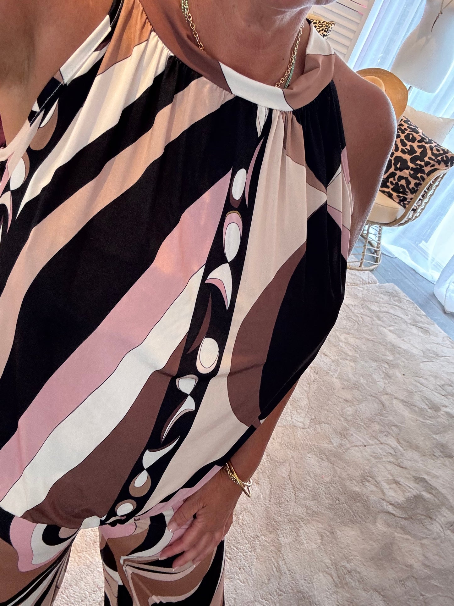 Brown Slinky Jersey Print Coord