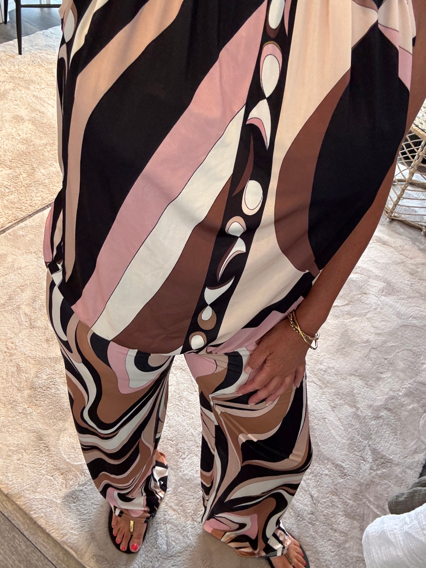 Brown Slinky Jersey Print Coord