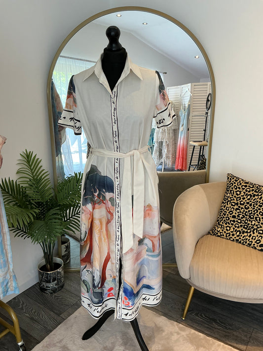 Cream “Bella” Shirt Dress